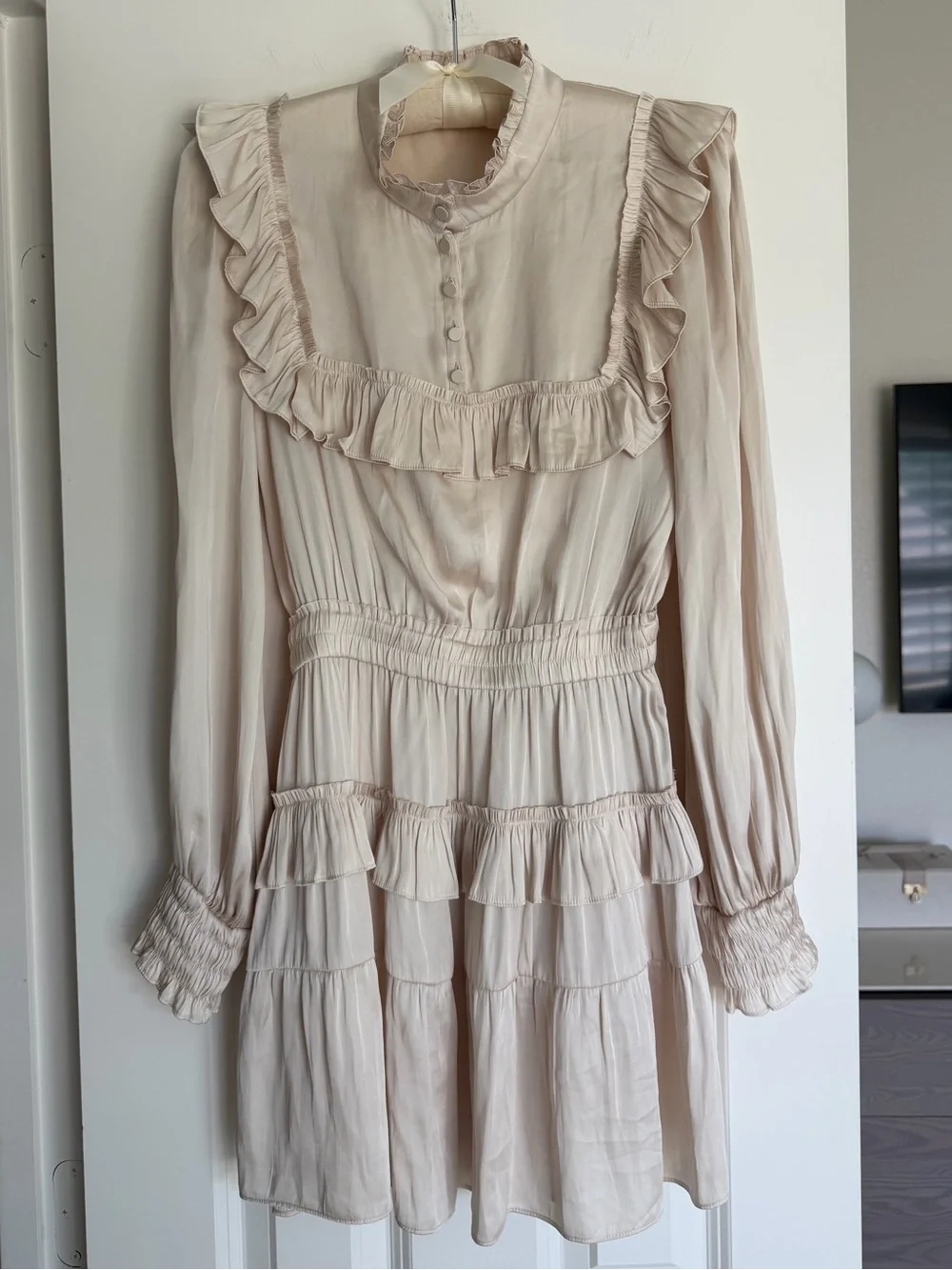 LoveShackFancy Cream Ruffle Mini Dress - Picture 2 of 7